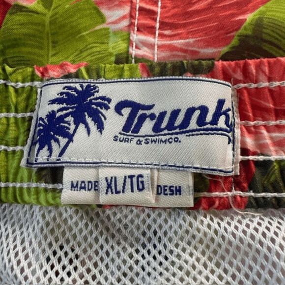 Trunks Surf & Swim Co. Men's Flamingo Print Swim‎ Board Shorts Green Red Size XL - Picture 3 of 7